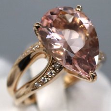 画像1: K18PGモルガナイトダイヤモンドリング M5.22 D0.11 7.3g #13 ソーティング (1)