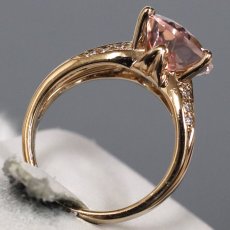 画像5: K18PGモルガナイトダイヤモンドリング M5.22 D0.11 7.3g #13 ソーティング (5)