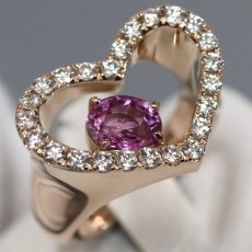 画像2: K18PGピンクサファイアダイヤモンドリング PS0.873 D0.445 9.6g #8 ソーティング (2)