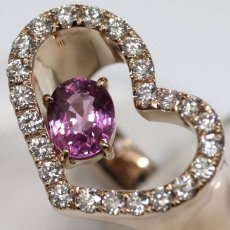 画像3: K18PGピンクサファイアダイヤモンドリング PS0.873 D0.445 9.6g #8 ソーティング (3)