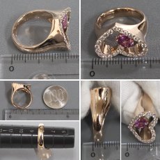 画像8: K18PGピンクサファイアダイヤモンドリング PS0.873 D0.445 9.6g #8 ソーティング (8)