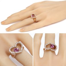 画像9: K18PGピンクサファイアダイヤモンドリング PS0.873 D0.445 9.6g #8 ソーティング (9)