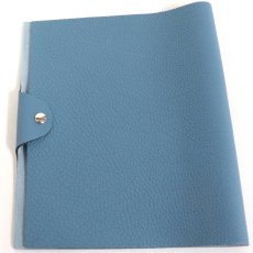 画像2: エルメス ノートカバー ユリスMM 四角P刻印/トゴ/ブルージーン レフィル100枚付 (2)