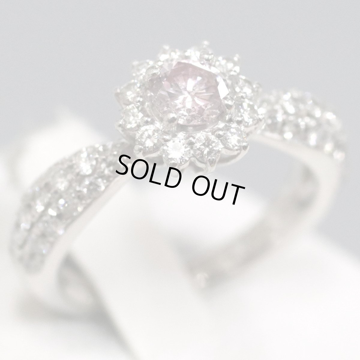 画像1: Pt900ピンクダイヤモンド/ダイヤモンドリング PD0.29 D0.53 5.5g #8 鑑定書 (1)