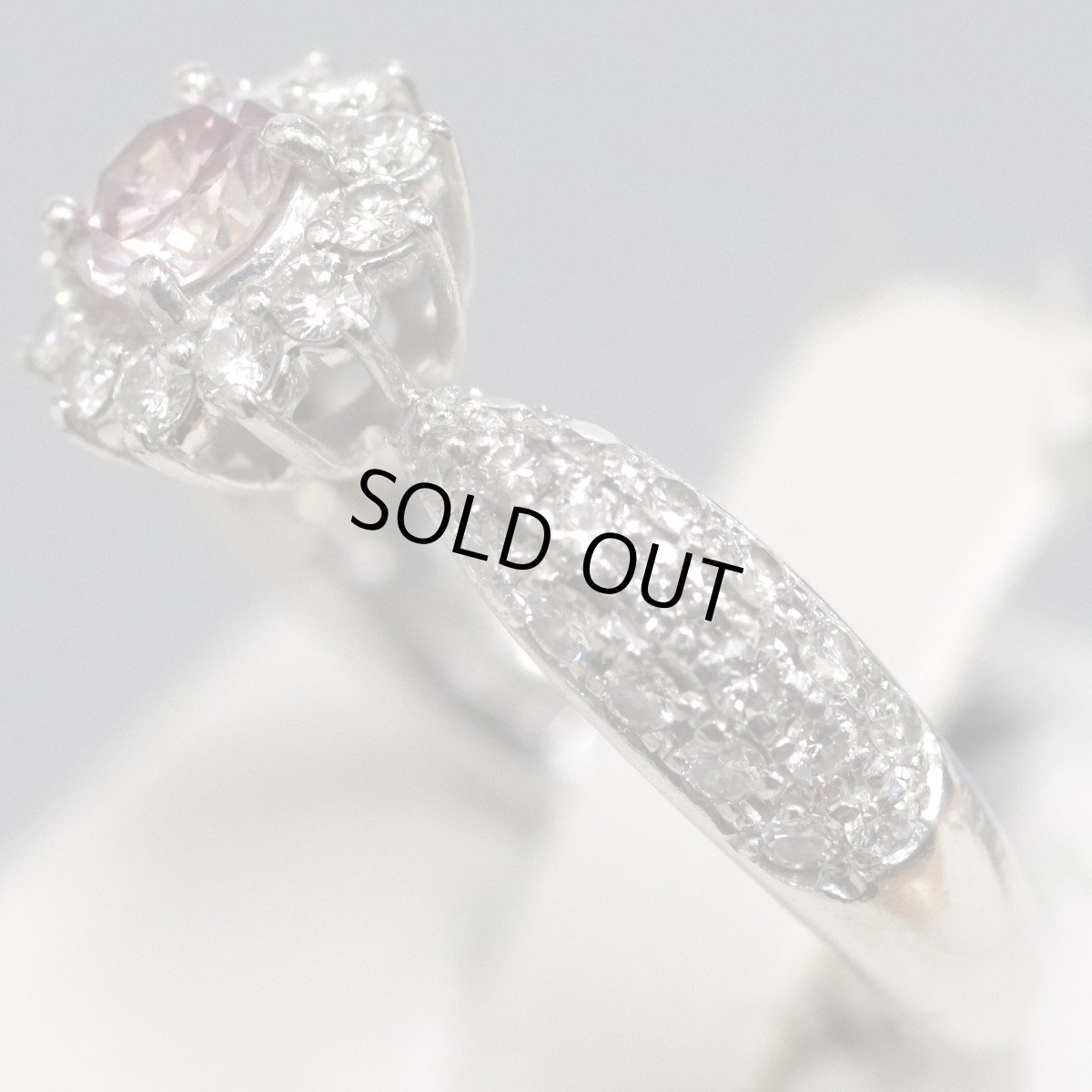 画像2: Pt900ピンクダイヤモンド/ダイヤモンドリング PD0.29 D0.53 5.5g #8 鑑定書 (2)