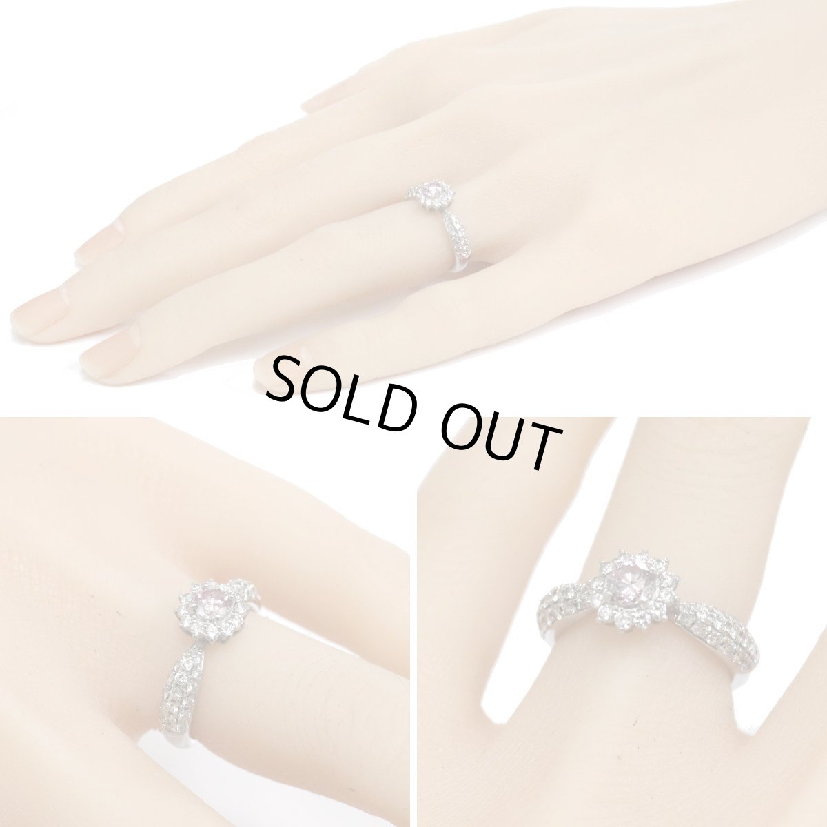 画像9: Pt900ピンクダイヤモンド/ダイヤモンドリング PD0.29 D0.53 5.5g #8 鑑定書 (9)