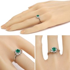 画像10: Pt900エメラルドダイヤモンドリング E0.48 D0.36 4.9g #10.5 (10)