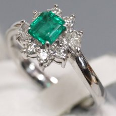 画像2: Pt900エメラルドダイヤモンドリング E0.48 D0.36 4.9g #10.5 (2)