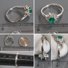 画像9: Pt900エメラルドダイヤモンドリング E0.48 D0.36 4.9g #10.5 (9)