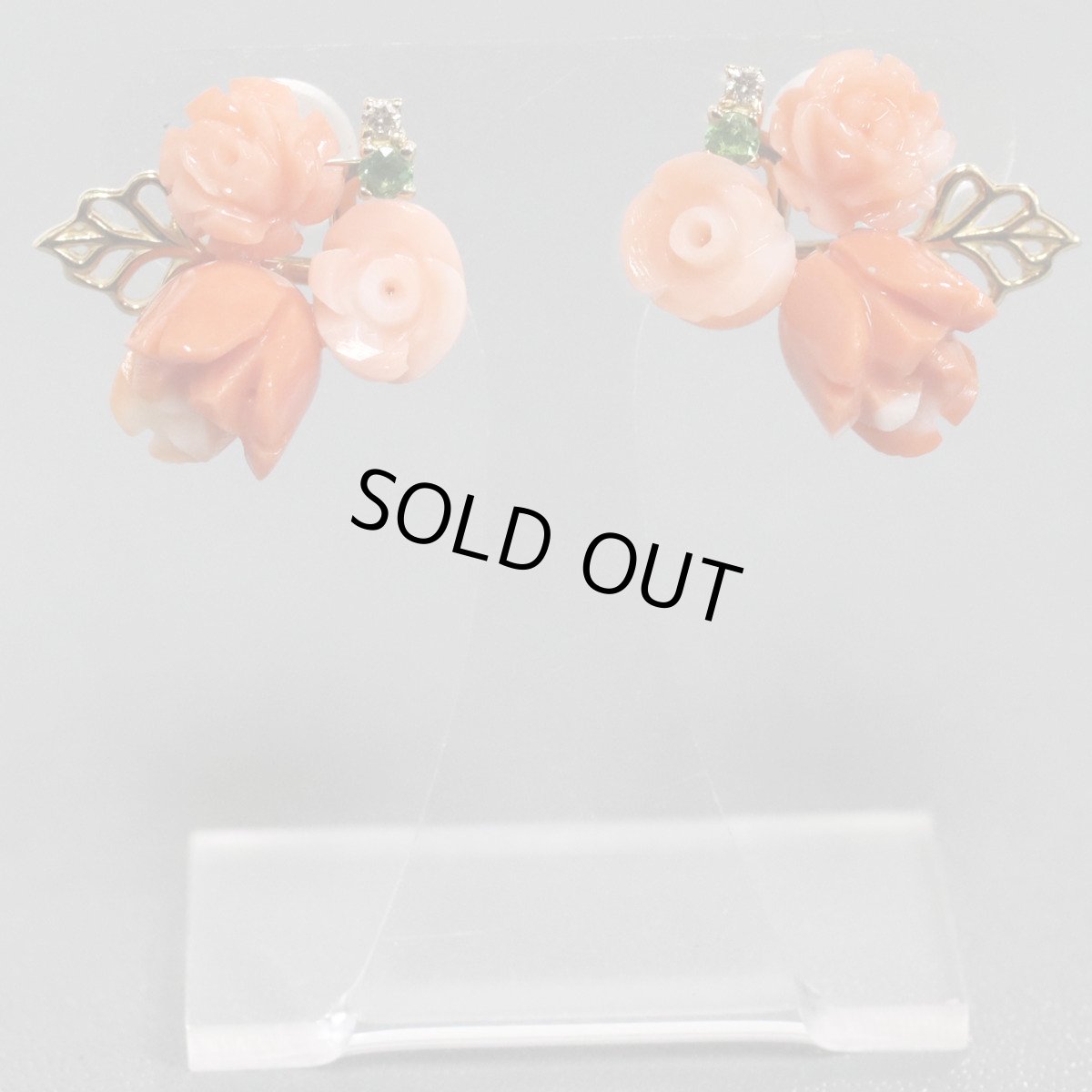 画像3: K18サンゴピアス フラワーモチーフ 3.6g (3)