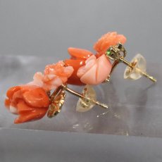 画像4: K18サンゴピアス フラワーモチーフ 3.6g (4)