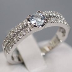 画像1: ヴァンドーム K18WGアクアマリンダイヤモンドリング D0.18 3.7g #11 (1)