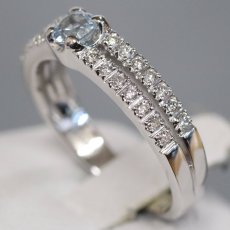 画像2: ヴァンドーム K18WGアクアマリンダイヤモンドリング D0.18 3.7g #11 (2)