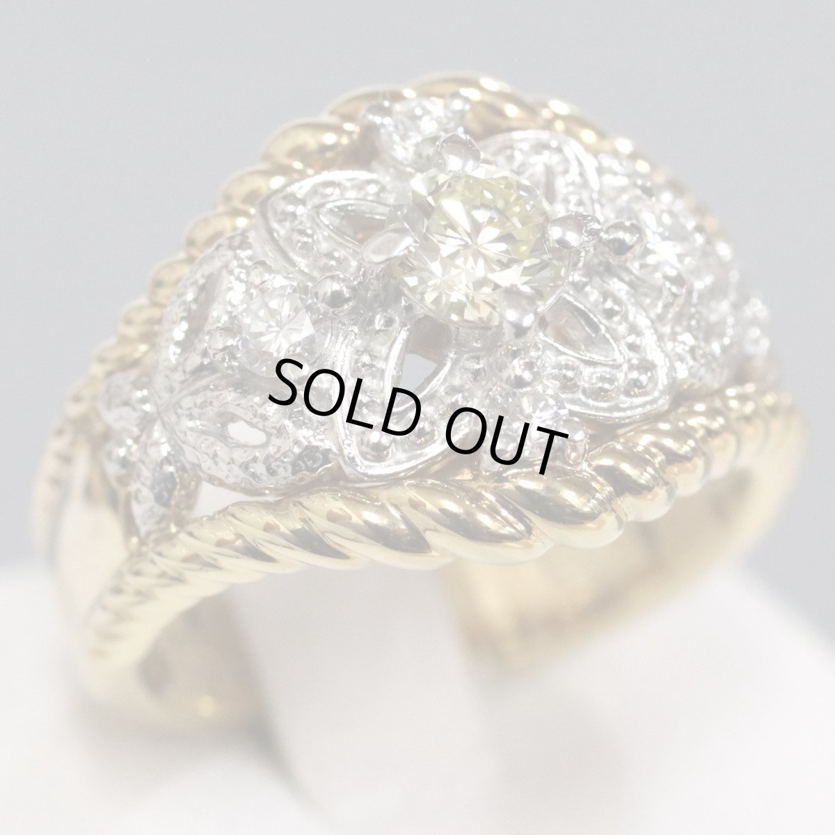 画像1: K18/Pt900ダイヤモンドリング D0.37 D0.20 10.9g #10 (1)