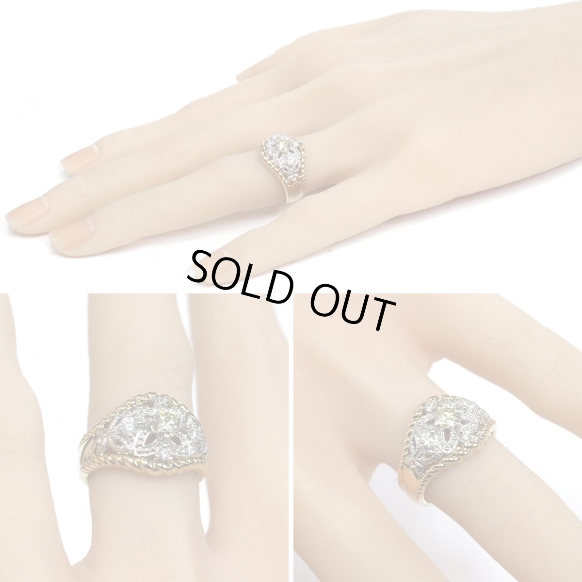 画像10: K18/Pt900ダイヤモンドリング D0.37 D0.20 10.9g #10 (10)