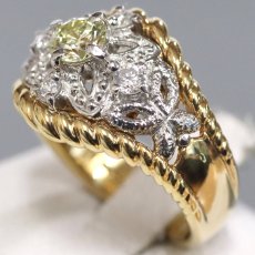 画像2: K18/Pt900ダイヤモンドリング D0.37 D0.20 10.9g #10 (2)