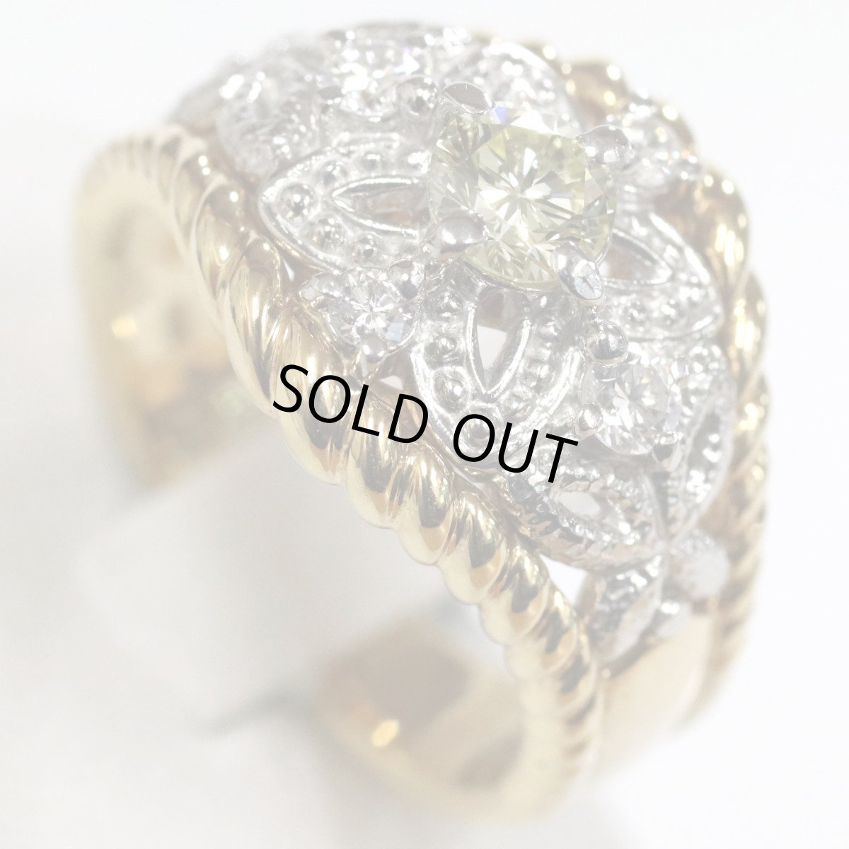 画像4: K18/Pt900ダイヤモンドリング D0.37 D0.20 10.9g #10 (4)