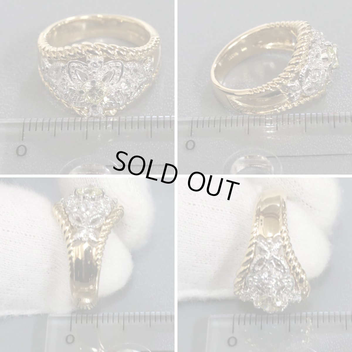 画像9: K18/Pt900ダイヤモンドリング D0.37 D0.20 10.9g #10 (9)