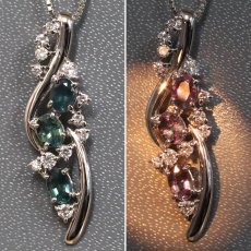 画像3: K18WGアレキサンドライトダイヤモンドペンダント A0.72 D0.24 4.5g AJ付44cm (3)