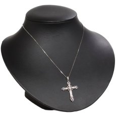 画像6: K18WGダイヤモンドサファイアペンダント クロスモチーフ D0.26 S0.14 7.2g AJ付44cm (6)