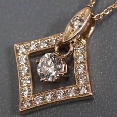 画像1: マリージュノ K18PGダイヤモンドペンダント D0.317 D0.24 3.7g AJ付44cm 鑑定書 (1)
