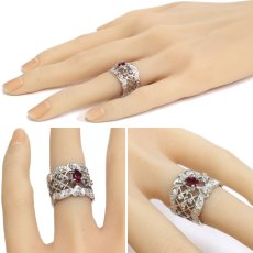 画像9: Pt900ダイヤモンド非加熱ピジョンブラッドルビーリング R0.66 D0.24 12.7g #10 AIGS鑑別書 (9)