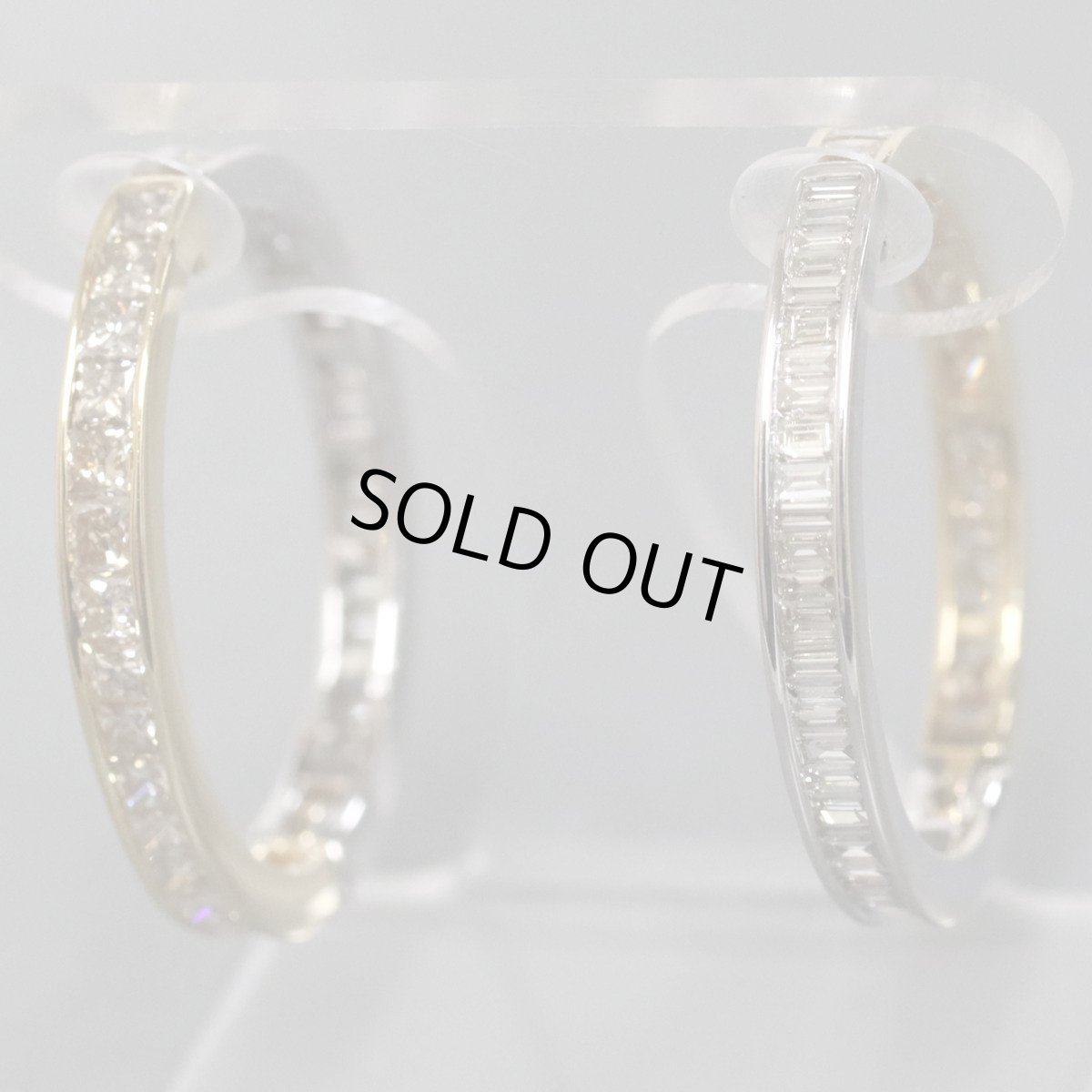 画像1: K18YG/WGダイヤモンドイヤリング D1.02 ×2 7.2g ピアリング (1)