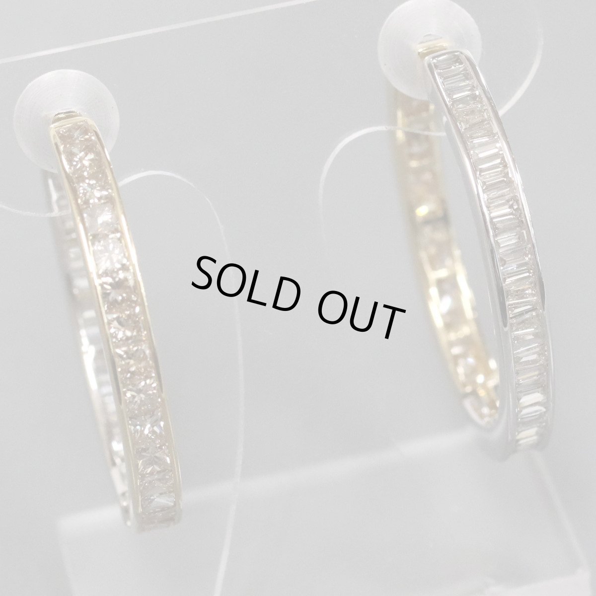 画像2: K18YG/WGダイヤモンドイヤリング D1.02 ×2 7.2g ピアリング (2)