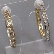 画像2: K18YG/WGダイヤモンドイヤリング D1.02 ×2 7.2g ピアリング ゴールド プリンセスカット テーパー チャネルセッティング (2)