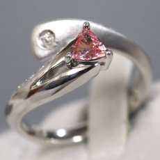 画像1: Pt900ピンクサファイアダイヤモンドリング PS0.337 D0.10 6.8g #11 ソーティング (1)