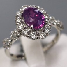 画像1: Pt900非加熱パープルサファイアダイヤモンドリング S2.179 D0.80 5.0g #11 GIA鑑別書 ソーティング (1)