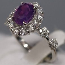 画像2: Pt900非加熱パープルサファイアダイヤモンドリング S2.179 D0.80 5.0g #11 GIA鑑別書 ソーティング (2)