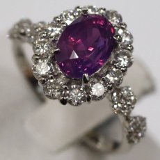 画像4: Pt900非加熱パープルサファイアダイヤモンドリング S2.179 D0.80 5.0g #11 GIA鑑別書 ソーティング (4)