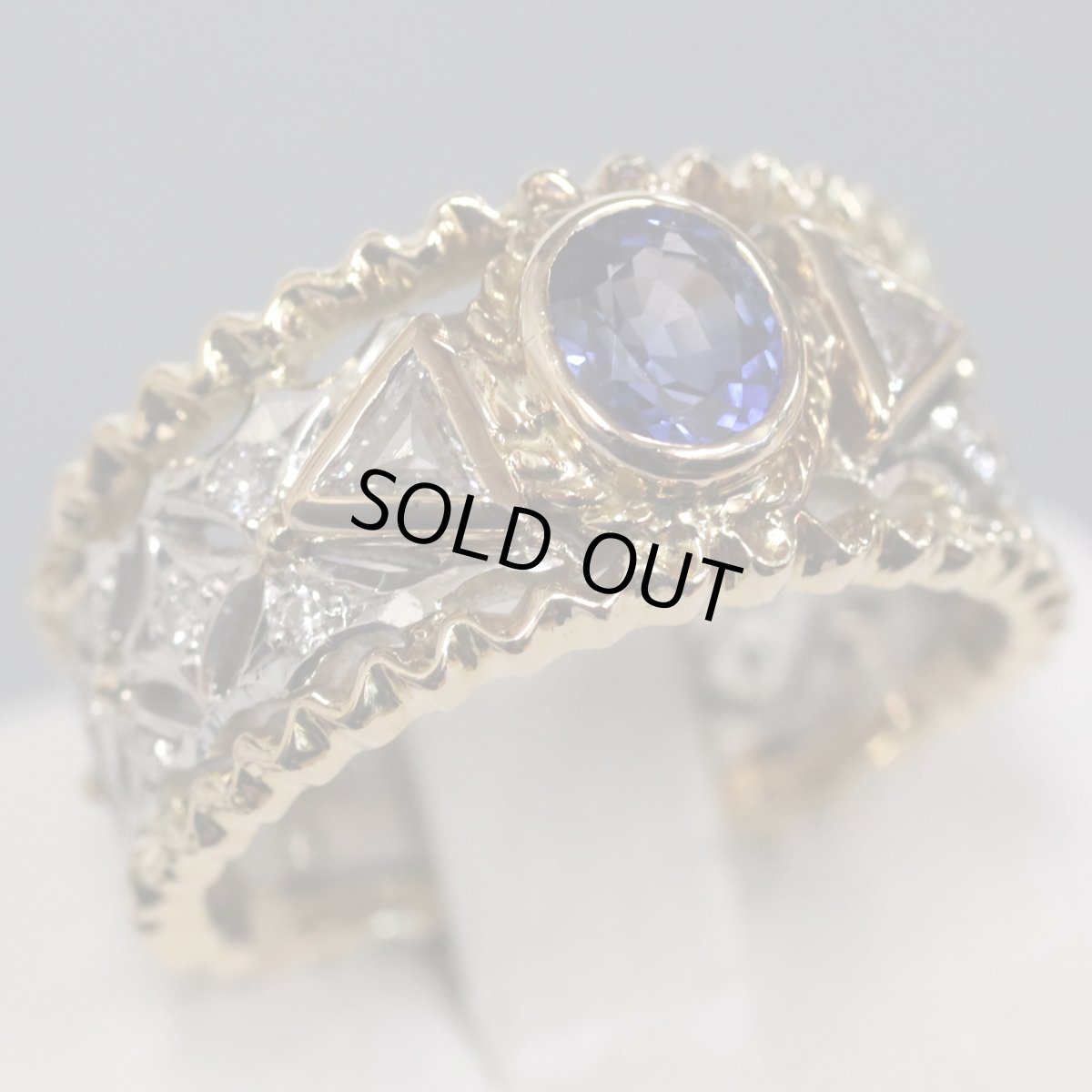 画像1: Pt900/K18サファイアダイヤモンドリング S0.69 D0.35 8.4g #10 (1)