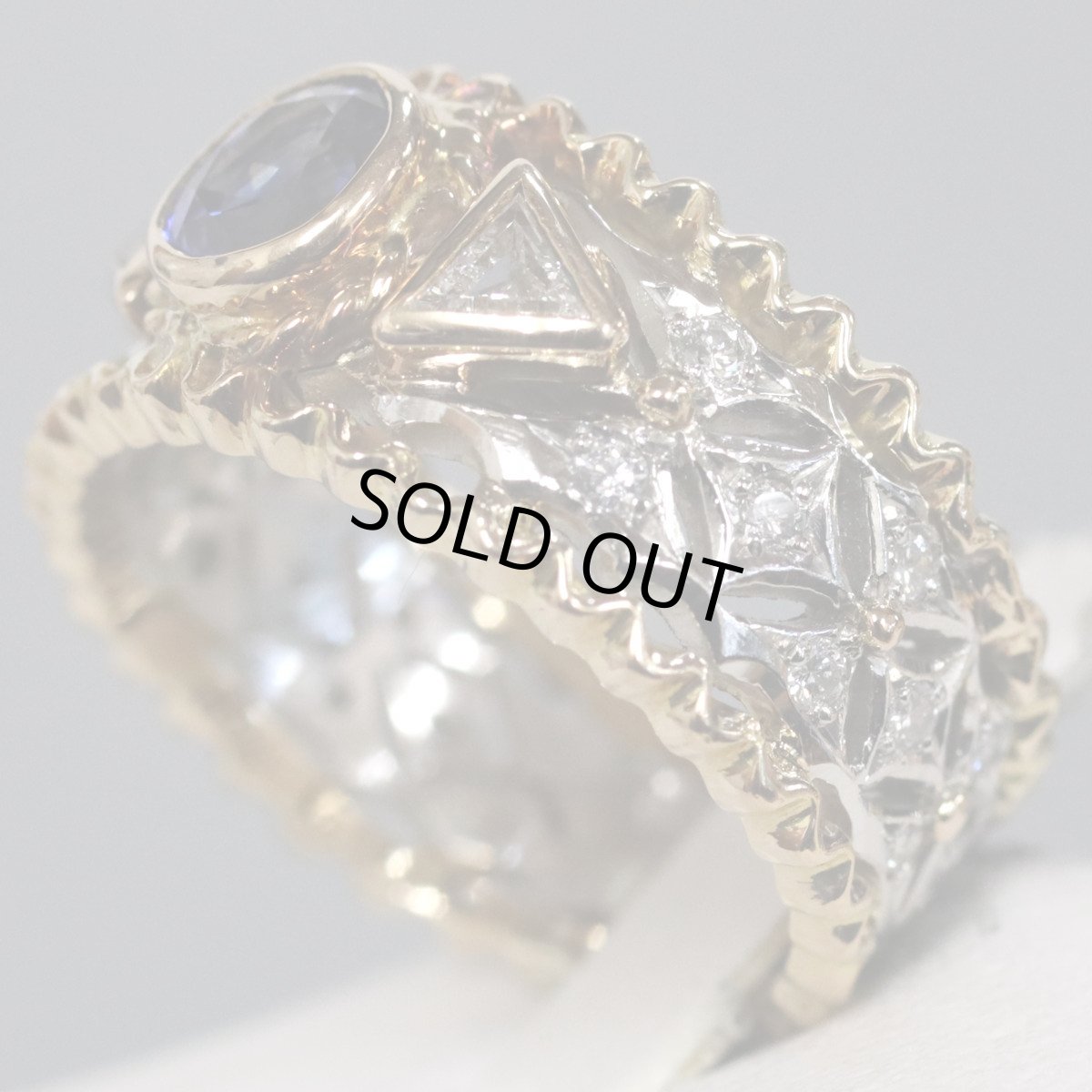 画像2: Pt900/K18サファイアダイヤモンドリング S0.69 D0.35 8.4g #10 (2)