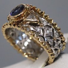 画像2: Pt900/K18サファイアダイヤモンドリング S0.69 D0.35 8.4g #10 (2)