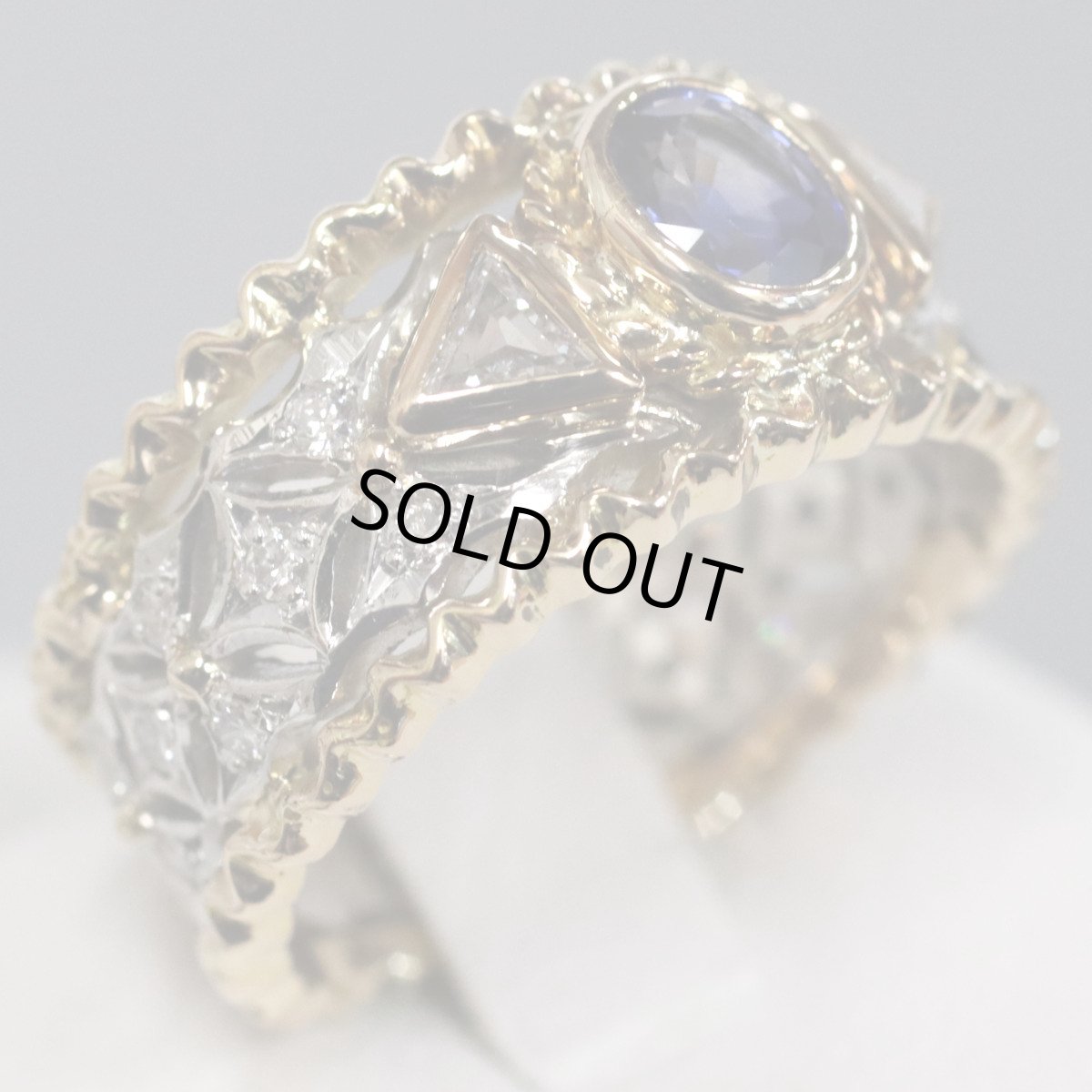 画像3: Pt900/K18サファイアダイヤモンドリング S0.69 D0.35 8.4g #10 (3)