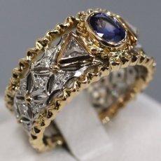 画像3: Pt900/K18サファイアダイヤモンドリング S0.69 D0.35 8.4g #10 (3)