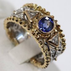 画像4: Pt900/K18サファイアダイヤモンドリング S0.69 D0.35 8.4g #10 (4)