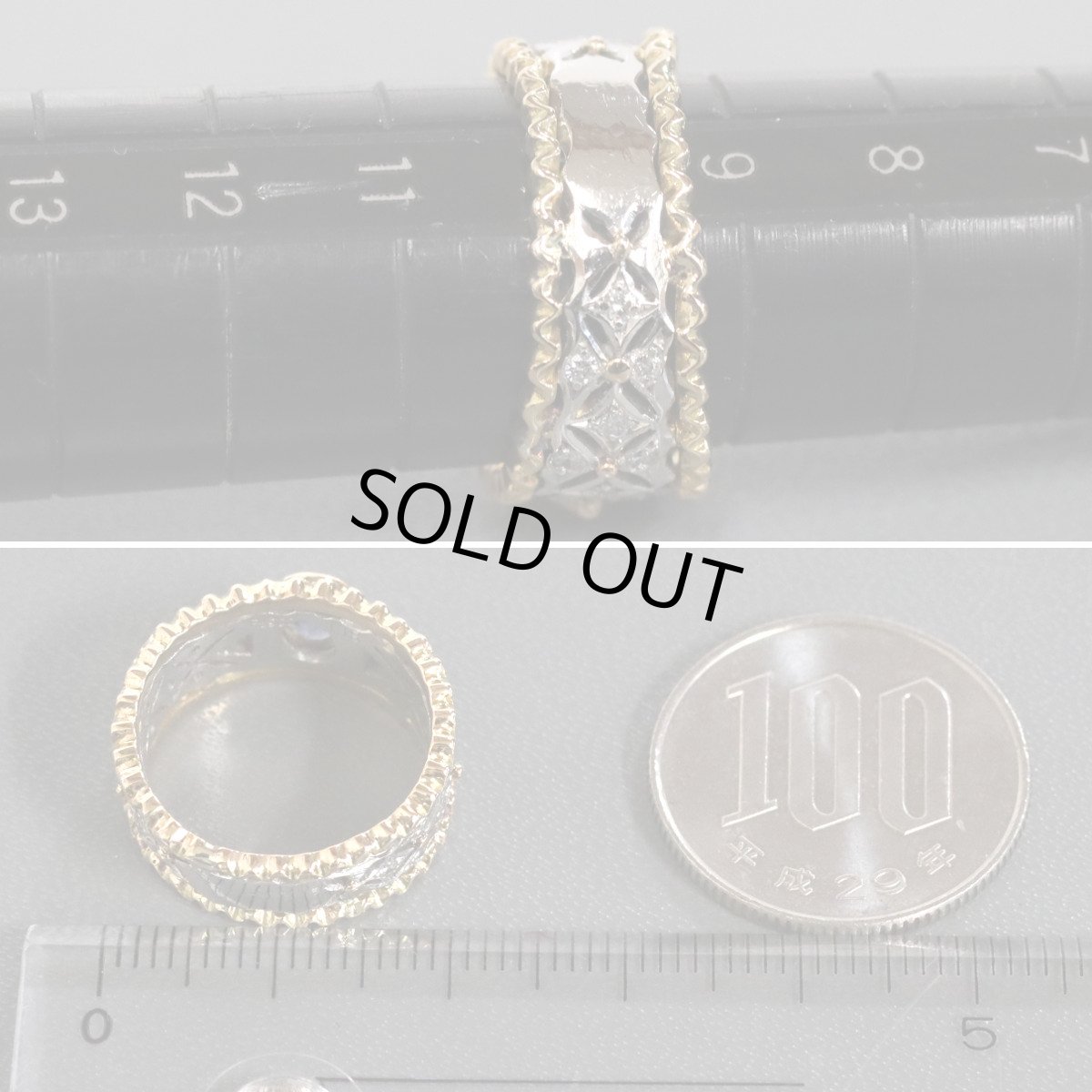 画像8: Pt900/K18サファイアダイヤモンドリング S0.69 D0.35 8.4g #10 (8)