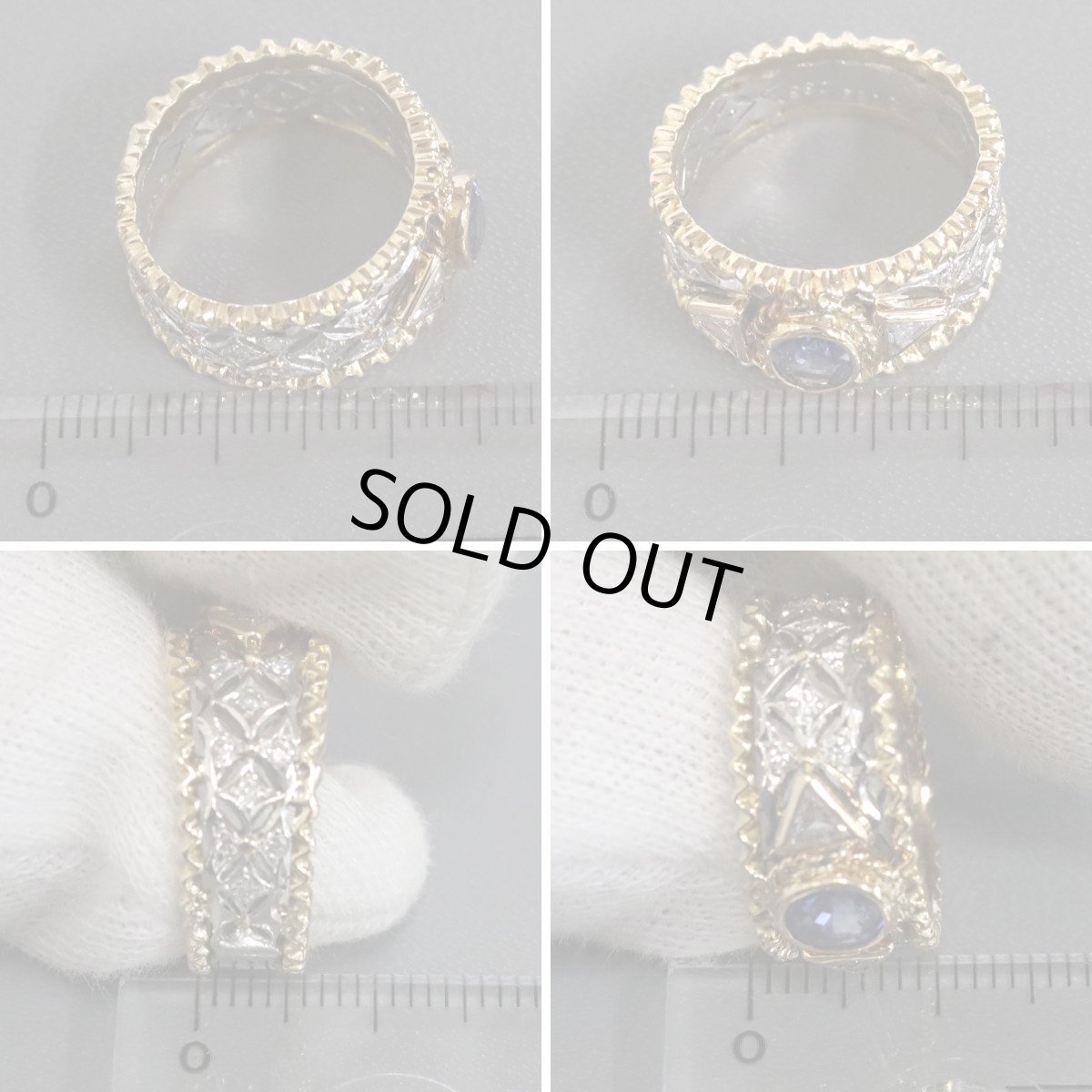 画像9: Pt900/K18サファイアダイヤモンドリング S0.69 D0.35 8.4g #10 (9)