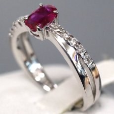 画像2: K18WGルビーダイヤモンドリング R0.57 D0.14 3.9g #10 鑑別カード (2)