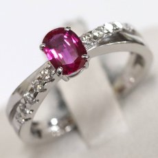 画像4: K18WGルビーダイヤモンドリング R0.57 D0.14 3.9g #10 鑑別カード (4)