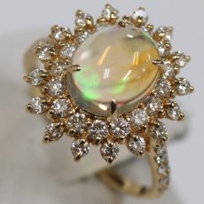 画像2: K18オパールダイヤモンドリング O1.63 D0.85 3.5g #12 鑑別カード (2)