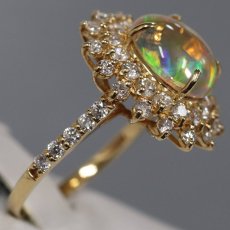 画像3: K18オパールダイヤモンドリング O1.63 D0.85 3.5g #12 鑑別カード (3)