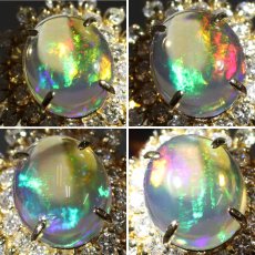 画像4: K18オパールダイヤモンドリング O1.63 D0.85 3.5g #12 鑑別カード (4)