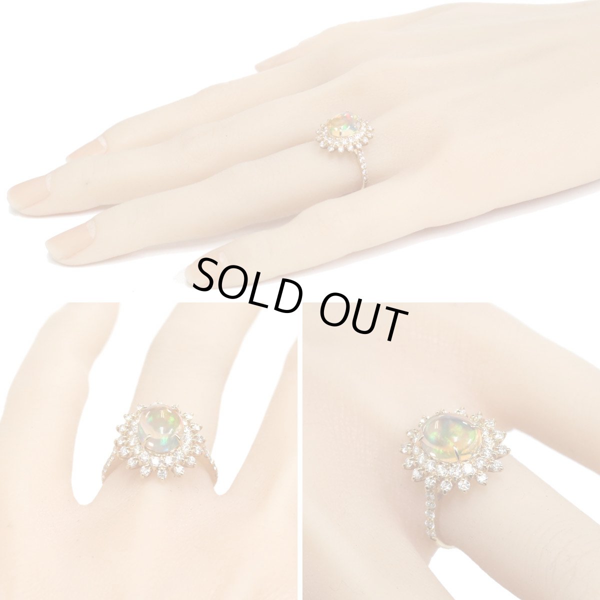 画像9: K18オパールダイヤモンドリング O1.63 D0.85 3.5g #12 鑑別カード (9)