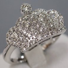 画像1: Pt900ダイヤモンドリング 王冠モチーフ D0.68 7.9g #15 鑑別カード (1)