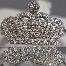 画像4: Pt900ダイヤモンドリング 王冠モチーフ D0.68 7.9g #15 鑑別カード (4)