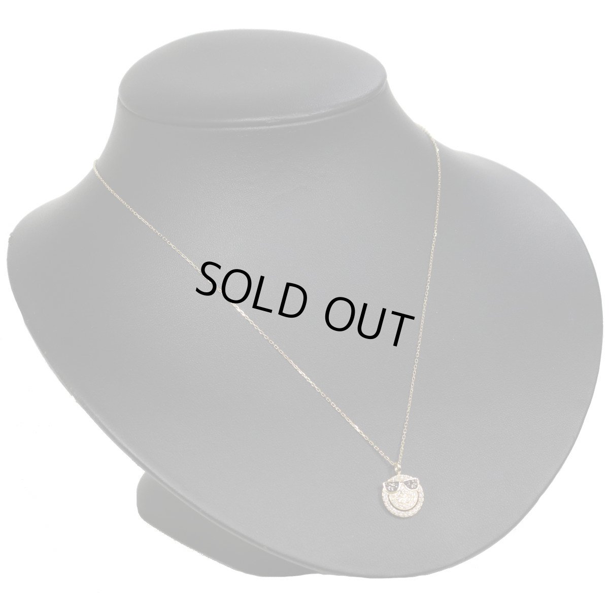 画像5: K18ダイヤモンドネックレス スマイルマーク サングラス D0.35 3.7g AJ付45cm (5)